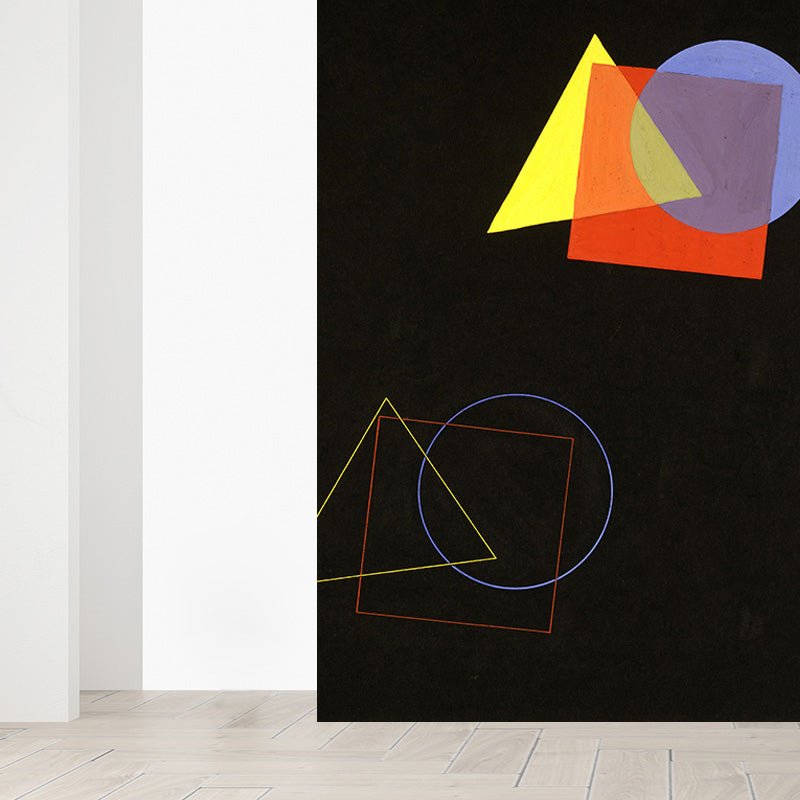 Modern Art Geometric Mural Decal Multicolored Dorm Room Wall Covering, Stain-Proof