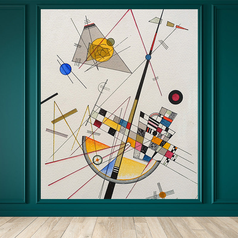 Modern Art Geometric Mural Decal Multicolored Dorm Room Wall Covering, Stain-Proof