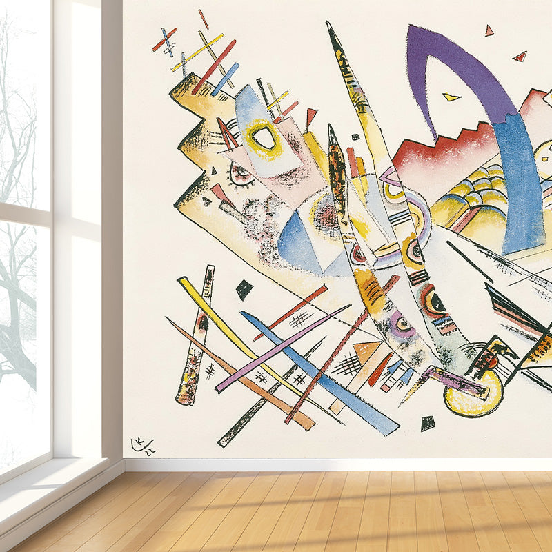 Multicolored Artistic Wall Mural Whole Kandinsky Figure Drawing Wall Covering for Home