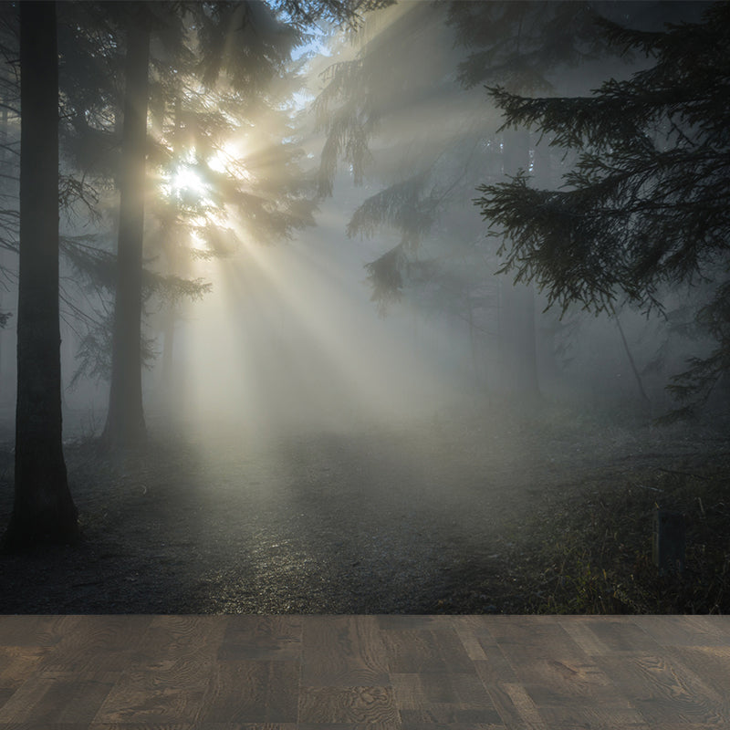 Light Color Misty Landscape Mural Moisture Resistant Modern Style Bedroom Wall Art