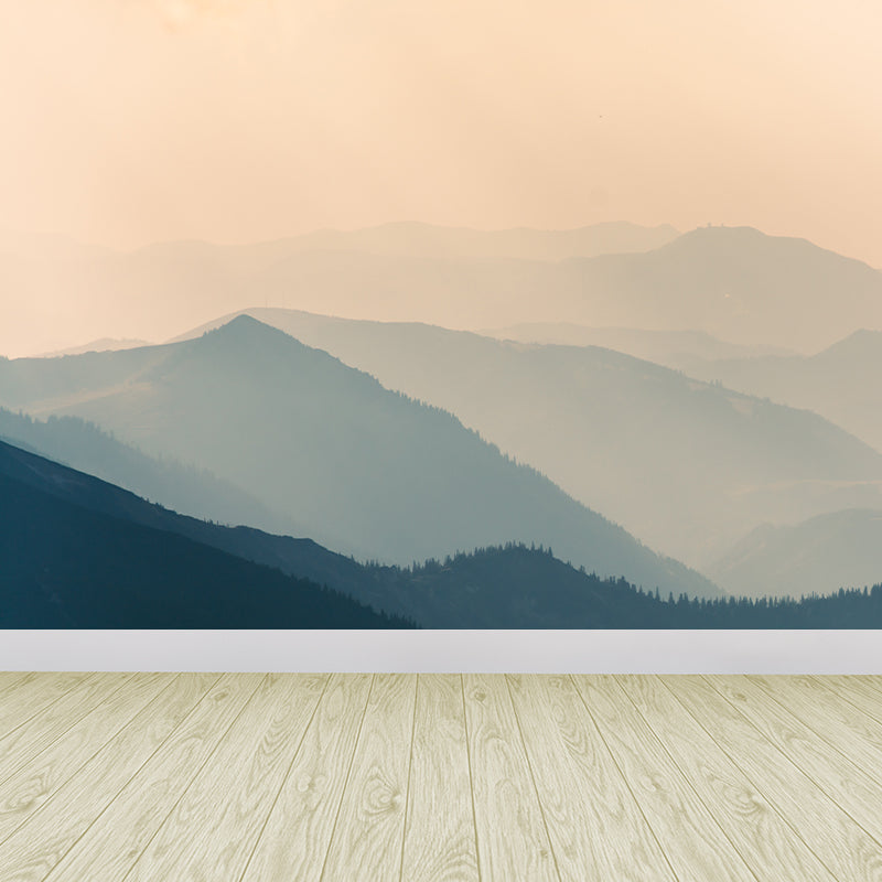 Light Color Misty Landscape Mural Moisture Resistant Modern Style Bedroom Wall Art