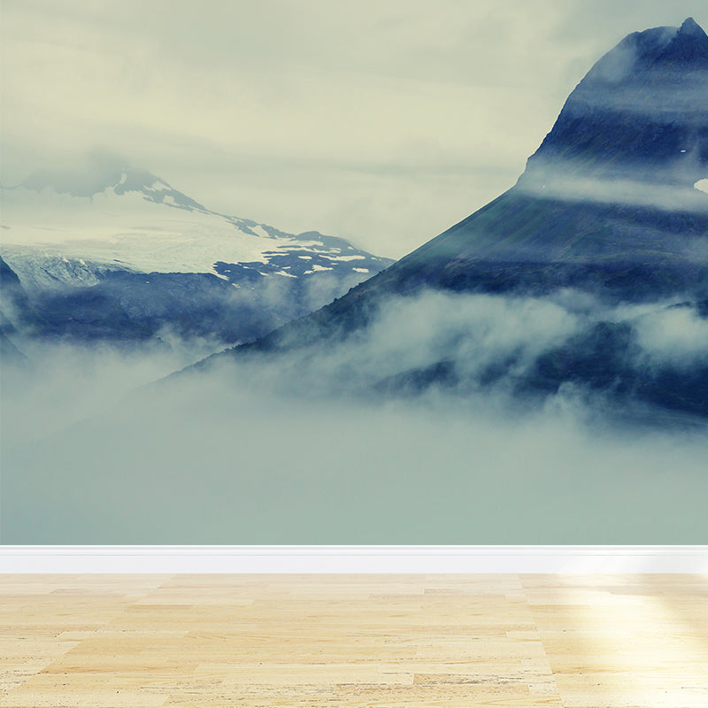 Misty Forest Scenery Wall Mural Modern Non-Woven Wall Decor in Soft Color for Home