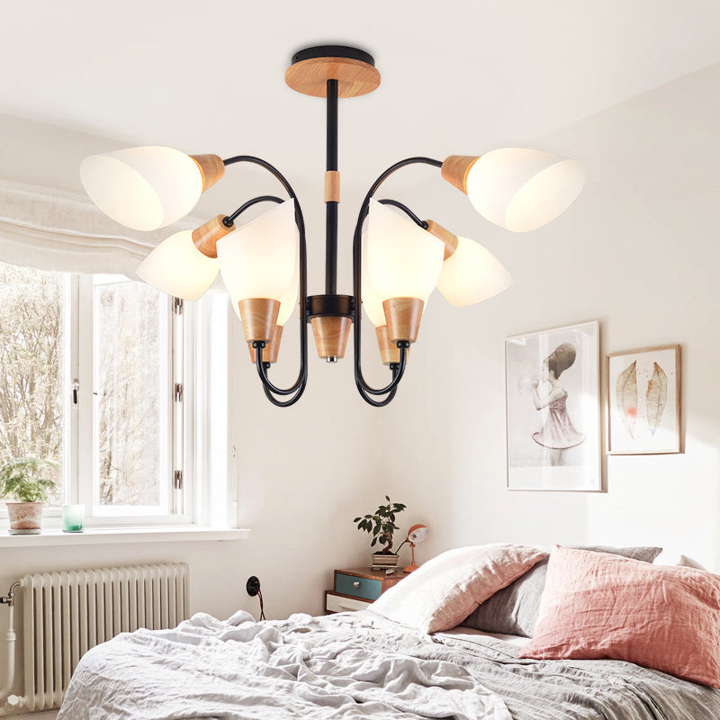 Moderne witte ophanging lichtknop vorm matglas kroonluchter voor woonkamer keuken