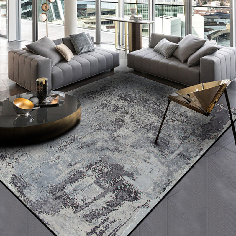 Tapis de style industriel gris polyester abstract tapis animal adapté à la zone sans glissement lavable pour chambre à coucher