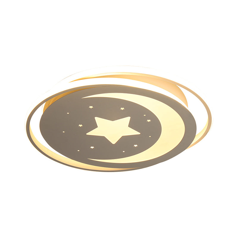 Luna creativa & Estrella de techo de estrella de metal de color Blanco de montaje de luz de montaje de luz para pasillo de dormitorio de niños