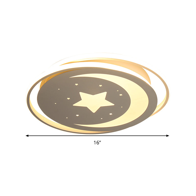 Luna creativa & Estrella de techo de estrella de metal de color Blanco de montaje de luz de montaje de luz para pasillo de dormitorio de niños