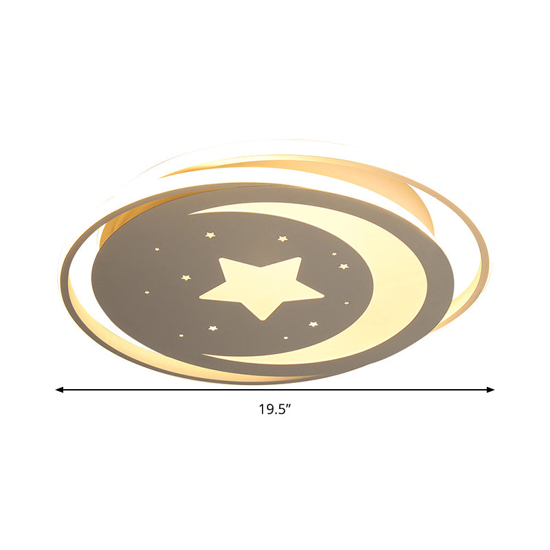 Luna creativa & Estrella de techo de estrella de metal de color Blanco de montaje de luz de montaje de luz para pasillo de dormitorio de niños