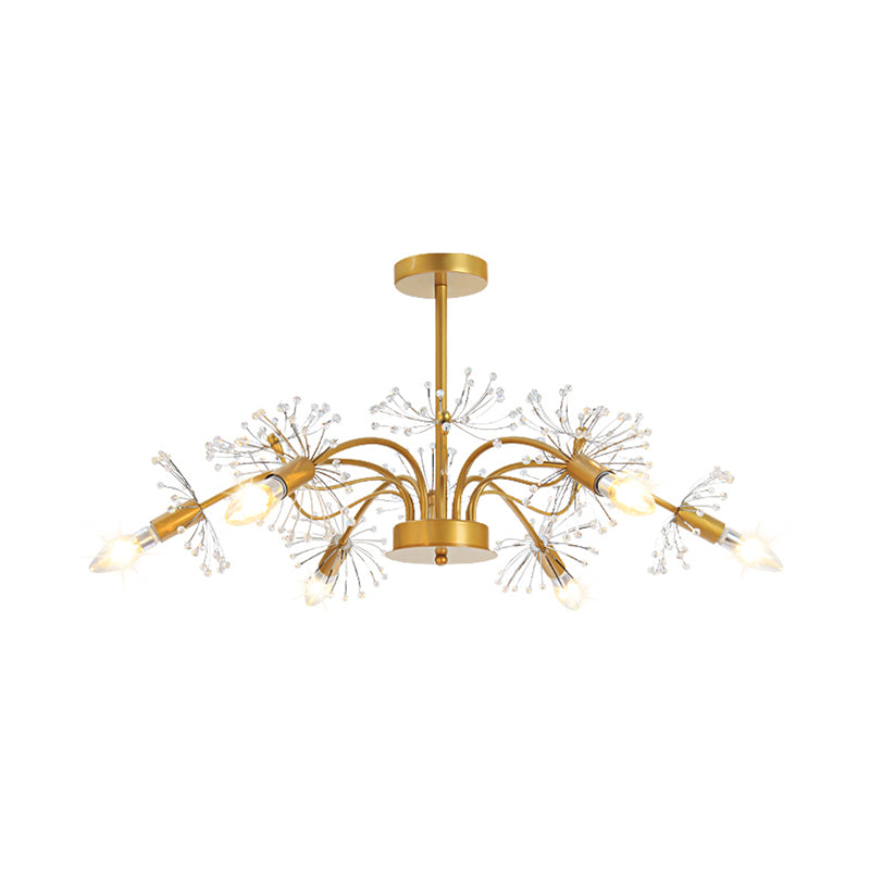 Élégant Gold Plafond Pendant Light Cougie 7 Lumières Chandelier en métal avec un pissenlit en cristal pour l'hôtel