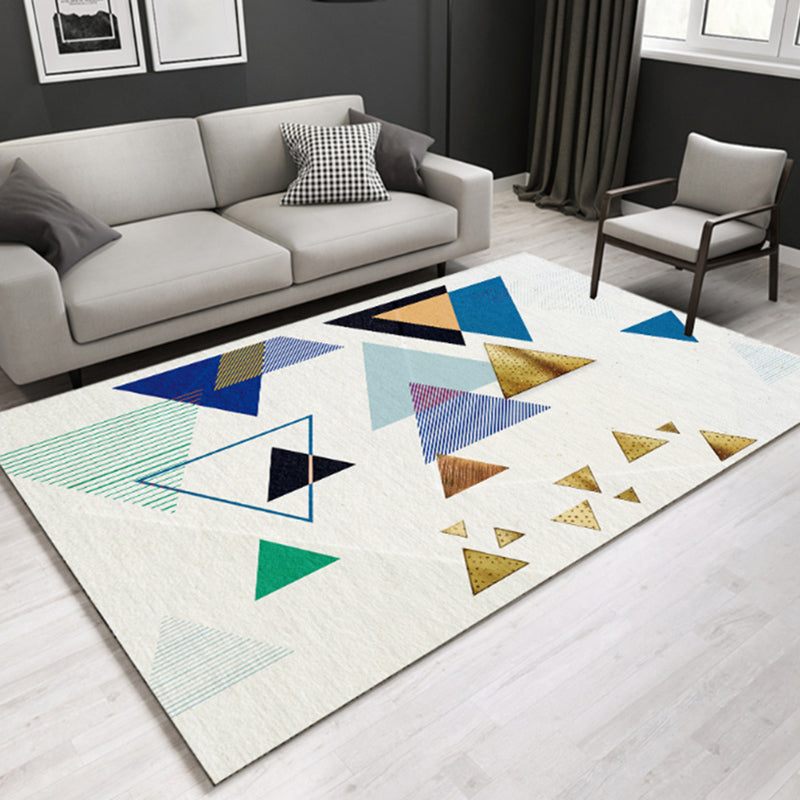 Lovely Multi Color Triangle Rug Synthetics Modern Area Carpet Machine Washable Rug for Living Room
