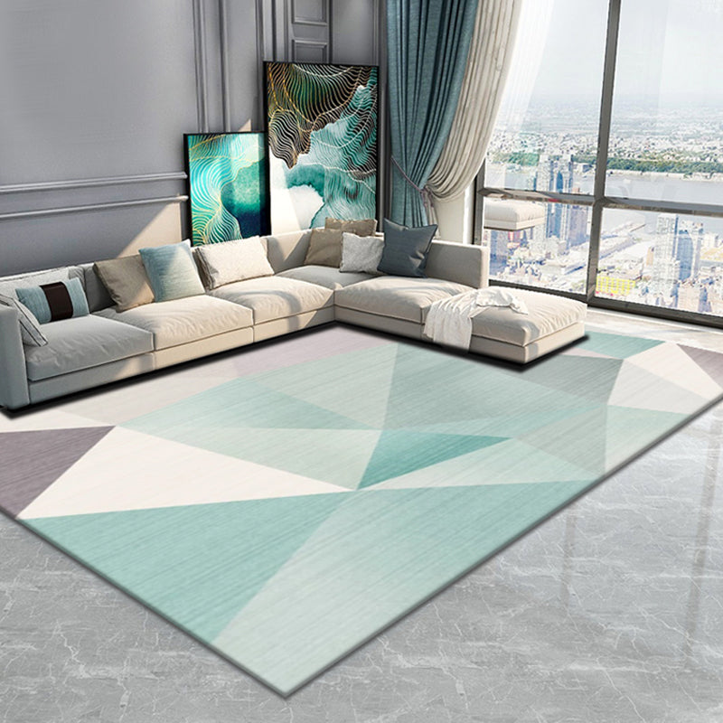 Multi Colored Living Room Rug Contemporary Geometric Patterned Rug Synthetics Non-Slip Area Carpet