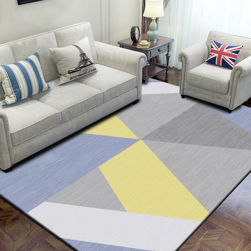 Multi Colored Living Room Rug Contemporary Geometric Patterned Rug Synthetics Non-Slip Area Carpet
