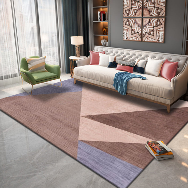 Multi Colored Living Room Rug Contemporary Geometric Patterned Rug Synthetics Non-Slip Area Carpet