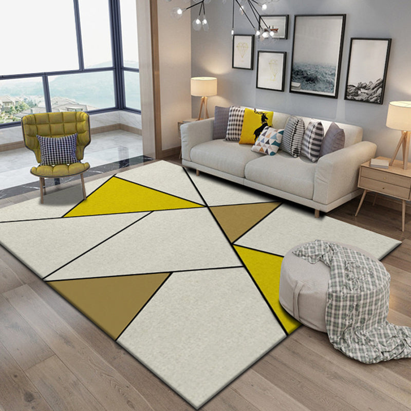 Multi Colored Living Room Rug Contemporary Geometric Patterned Rug Synthetics Non-Slip Area Carpet