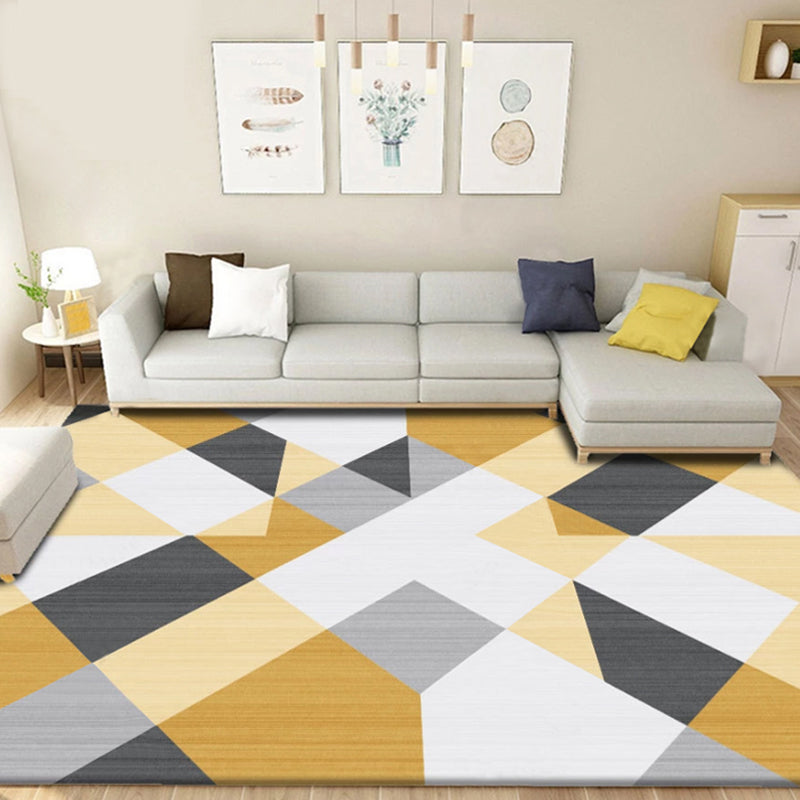 Multi Colored Living Room Rug Contemporary Geometric Patterned Rug Synthetics Non-Slip Area Carpet