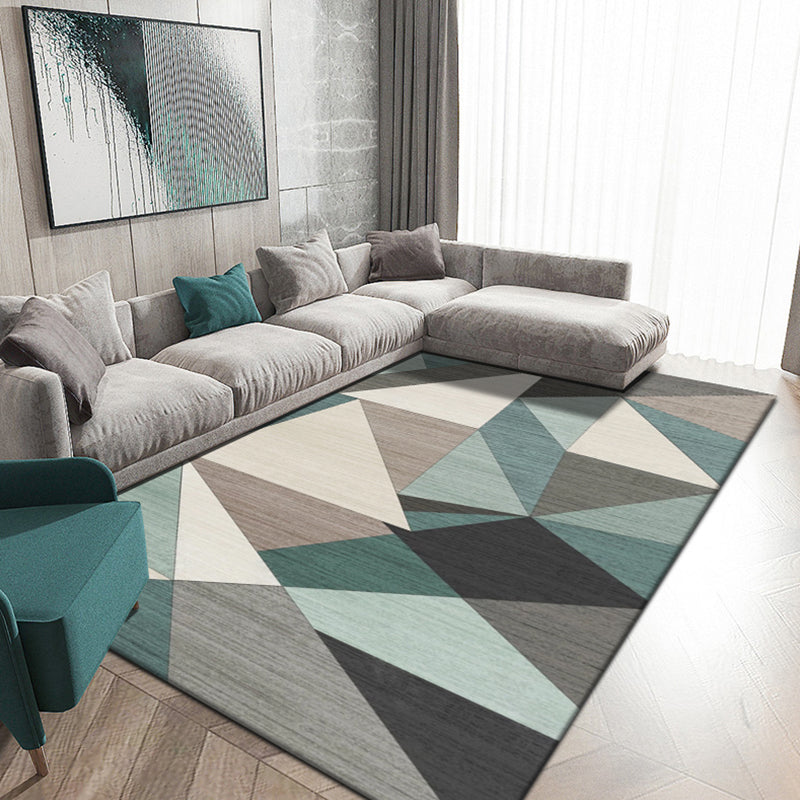 Multi Colored Living Room Rug Contemporary Geometric Patterned Rug Synthetics Non-Slip Area Carpet