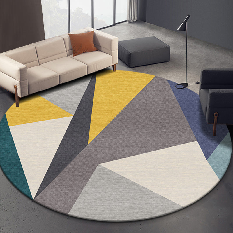 Concise Geometric Patterned Rug Soft Color Modern Area Rug Synthetics Non-Slip Carpet for Living Room