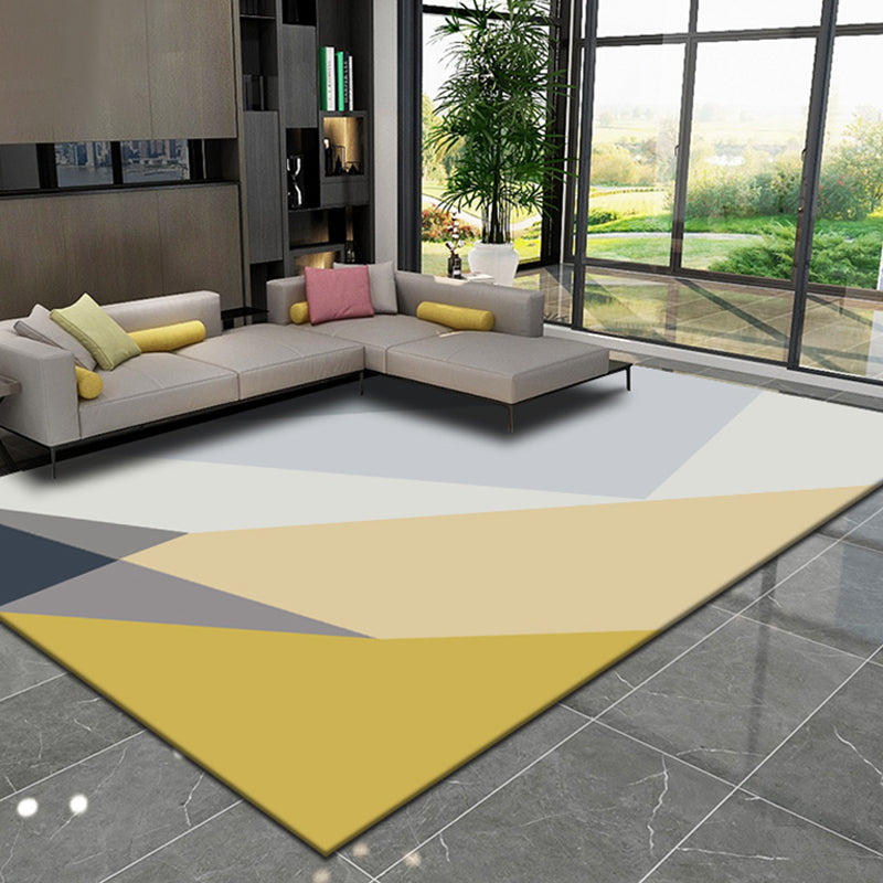 Aesthetics Morandi Color Geometric Rug Polypropylene Modernist Carpet Washable Anti-Slip Rug for Home
