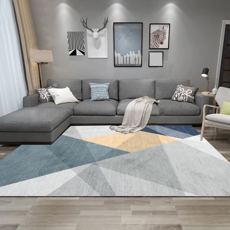 Aesthetics Morandi Color Geometric Rug Polypropylene Modernist Carpet Washable Anti-Slip Rug for Home