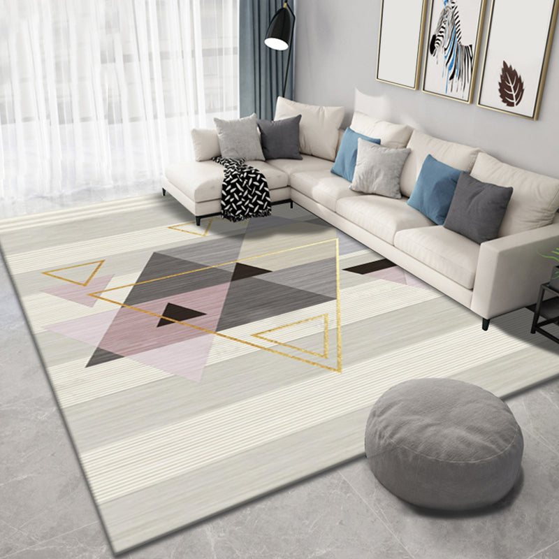 Aesthetics Morandi Color Geometric Rug Polypropylene Modernist Carpet Washable Anti-Slip Rug for Home