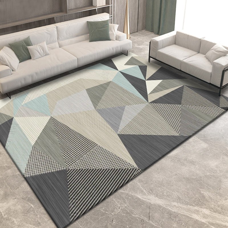 Aesthetics Morandi Color Geometric Rug Polypropylene Modernist Carpet Washable Anti-Slip Rug for Home