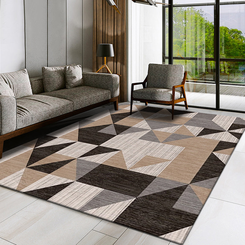 Modern Style Triangles Pattern Rug Multi-Color Polyester Carpet Pet Friendly Indoor Rug for Living Room
