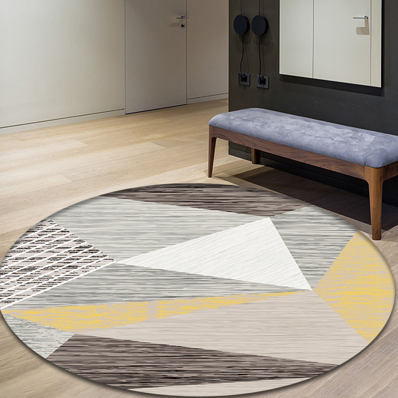 Modern 3D Geometric Indoor Rug Grey Polypropylene Rug Washable Anti-Slip Backing Carpet for Home