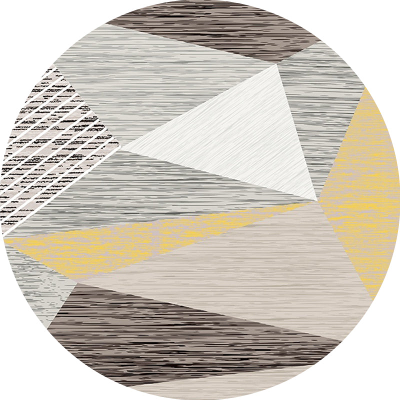 Modern 3D Geometric Indoor Rug Grey Polypropylene Rug Washable Anti-Slip Backing Carpet for Home