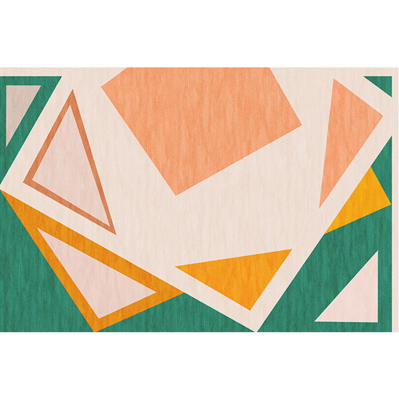 Minimalism Geometrical Pattern Rug Green Polypropylene Carpet Anti-Slip Indoor Rug for Living Room