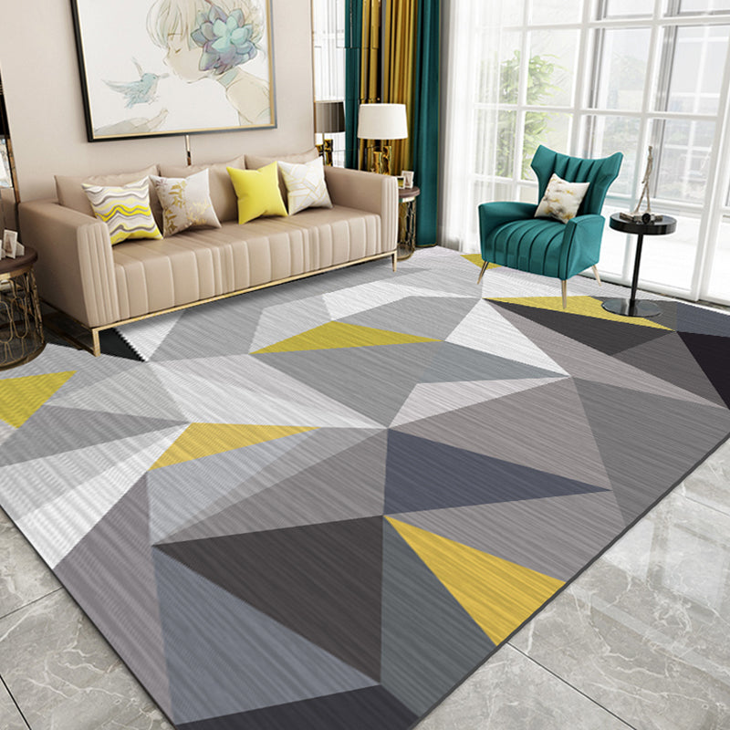 Zeitgenössischer geometrischer Teppich im 3D-Look, mehrfarbiger Polyester-Teppich, schmutzabweisender Teppich für die Inneneinrichtung