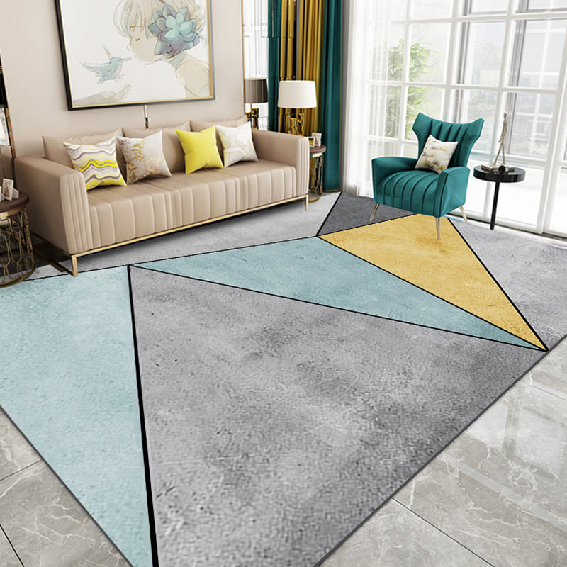 Zeitgenössischer geometrischer Teppich im 3D-Look, mehrfarbiger Polyester-Teppich, schmutzabweisender Teppich für die Inneneinrichtung
