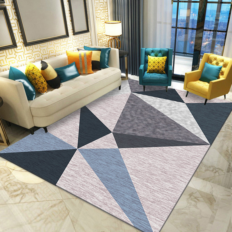 Zeitgenössischer geometrischer Teppich im 3D-Look, mehrfarbiger Polyester-Teppich, schmutzabweisender Teppich für die Inneneinrichtung