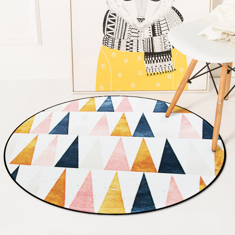 Colorful Modern Indoor Rug Synthetics Triangles Rug Stain Resistant Area Carpet for Living Room