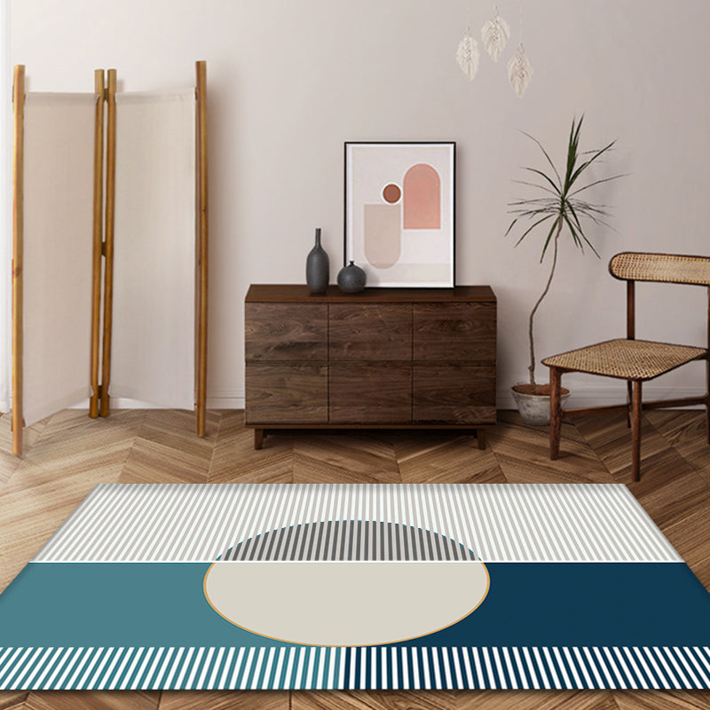 Trendy Nordic Style Rug Multi-Color Geometry Carpet with Stripes Washable Indoor Rug for Home