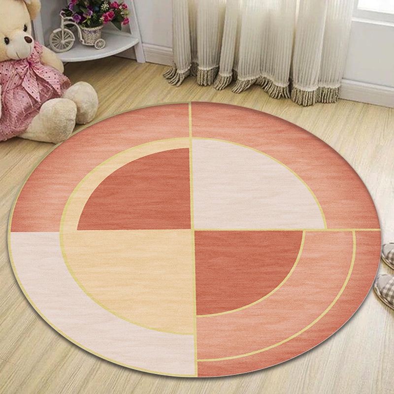 Aesthetics Modern Area Rug Pastel Concentric Round Carpet Anti-Slip Backing Rug for Room
