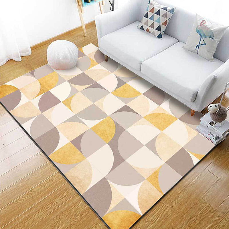 Artistry Geometric Patchwork Pattern Rug Yellow Modern Style Carpet Polyester Pet Friendly Rug for Room