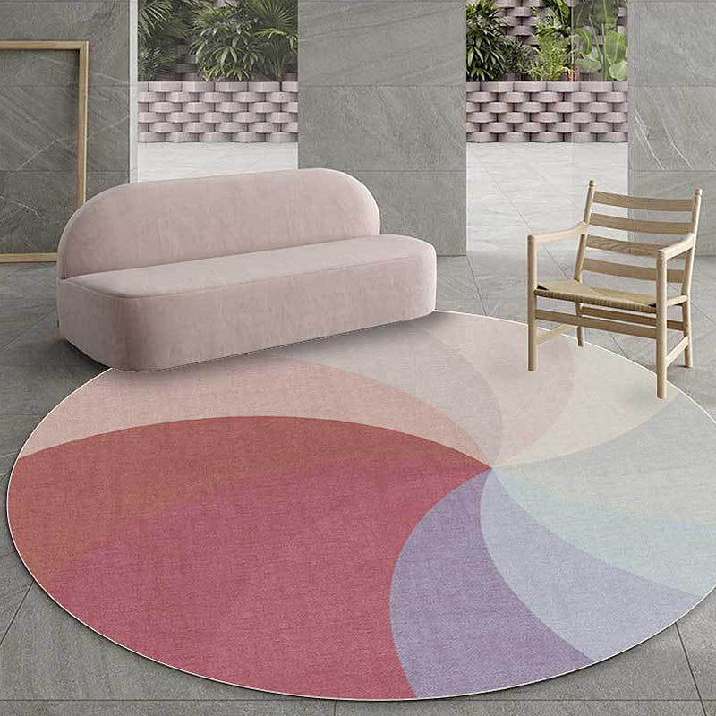 Contemporary Windmill Area Rug Red Polypropylene Rug Washable Anti-Slip Backing Carpet for Home