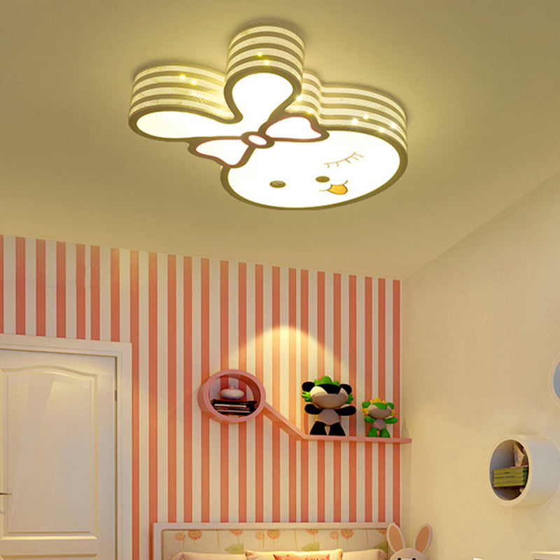 White Cartoon Pattern Ceiling Lamp Modern Lovely Acrylic LED Flush Mount Light for Baby Room