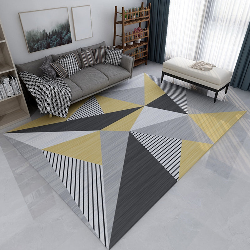 Stylish Multi Color Contemporary Rug Polyester Colorblock Geometrical Rug Stain Resistant Carpet for Home