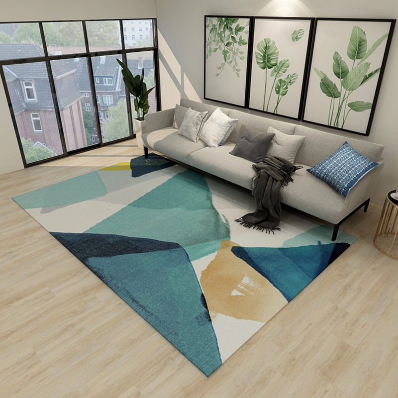 Multi-Color Modern Rug Polypropylene Geometrical Shapes Area Carpet Anti-Slip Backing Pet Friendly Rug for Room