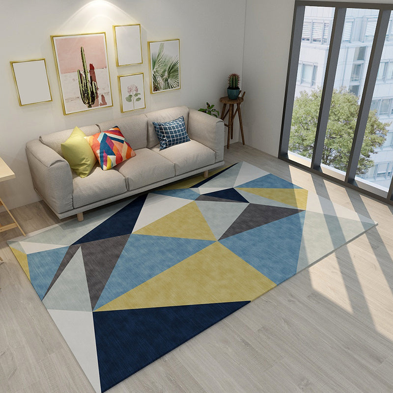 Multi-Color Modern Rug Polypropylene Geometrical Shapes Area Carpet Anti-Slip Backing Pet Friendly Rug for Room