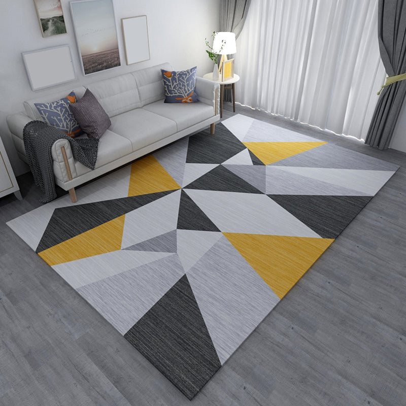 Stylish Geometric Rug Multi Colored Contemporary Indoor Rug Polyester Easy Care Non-Slip Area Carpet for Home