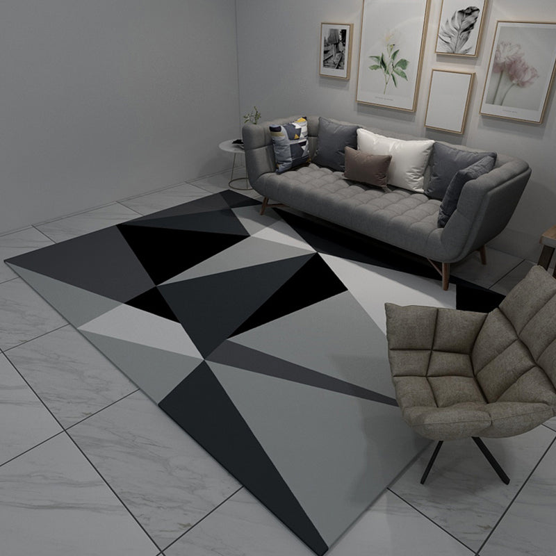 Scandinavian Living Room Rug Soft Color Geometry Carpet Polypropylene Non-Slip Machine Wash Rug