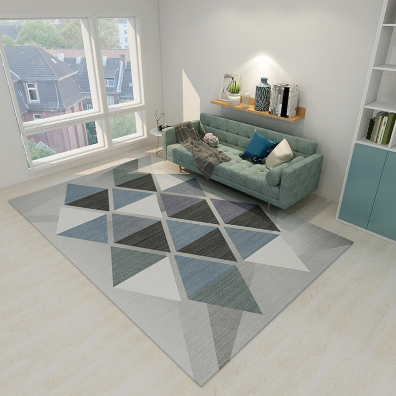 Dark Modern Style Rug Polyester Colorblock Geometric Patterned Rug Machine Wash Anti-Slip Carpet for Room