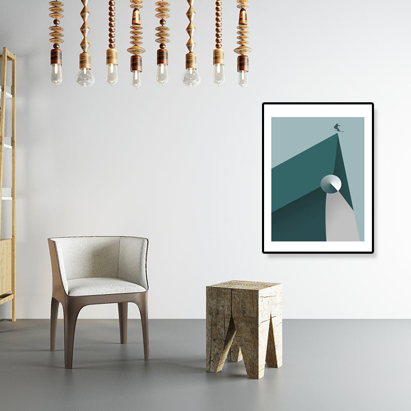 Illustration Geometric Canvas Print Textured Nordic Kitchen Wall Art in Pastel Color
