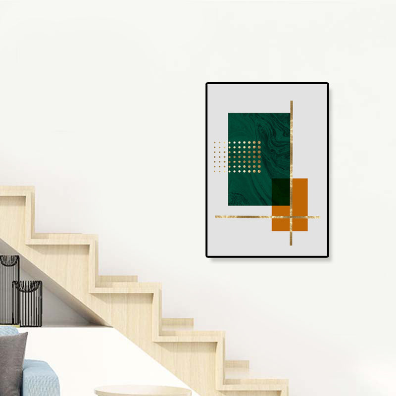 Toile d'art mural géométrique contemporain, décoration murale texturée de couleur foncée pour couloir