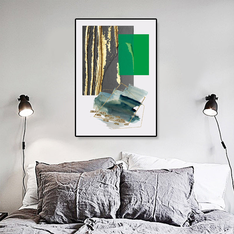 Toile d'art mural géométrique contemporain, décoration murale texturée de couleur foncée pour couloir