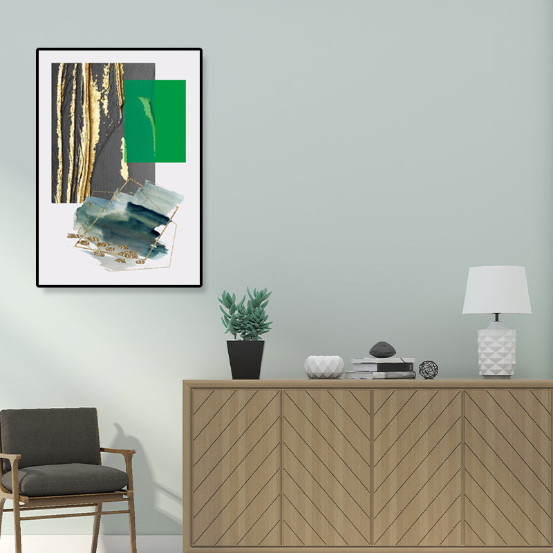 Contemporary Geometric Wall Art Canvas Textured Dark Color Wall Decor for Hallway