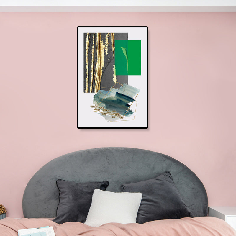 Toile d'art mural géométrique contemporain, décoration murale texturée de couleur foncée pour couloir