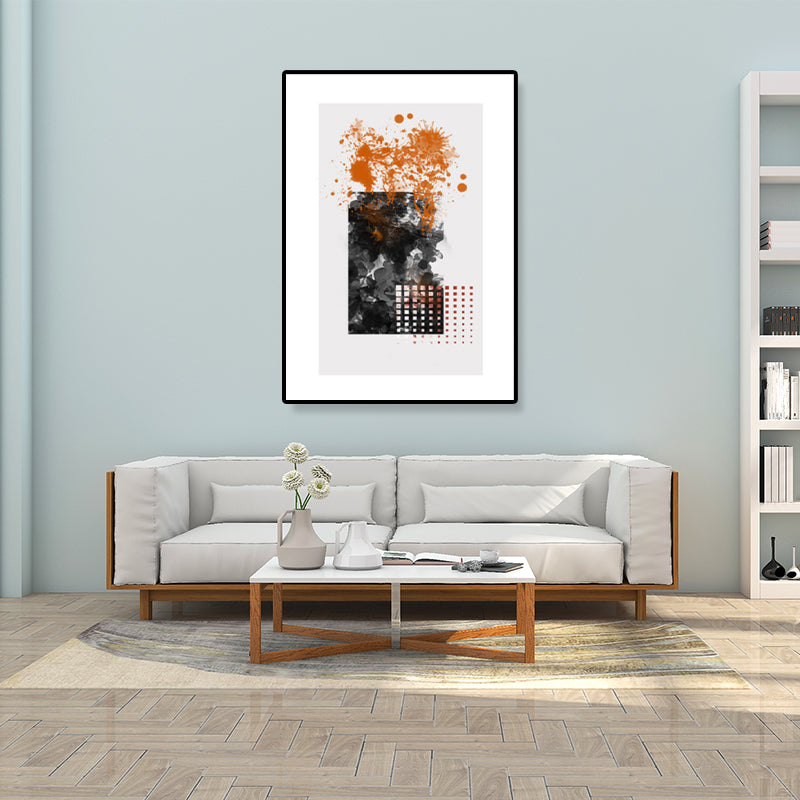 Toile d'art mural géométrique contemporain, décoration murale texturée de couleur foncée pour couloir