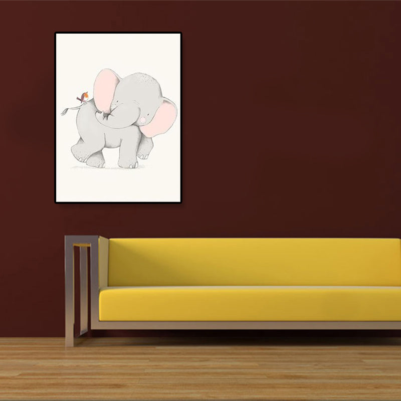 Toile d'art avec illustration mignonne d'animaux, décoration murale intérieure de maison, vie sauvage, couleur douce, texturée